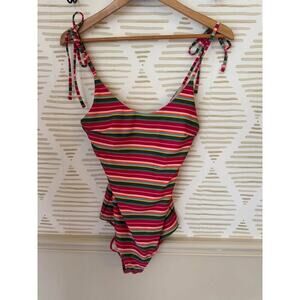 Albion Fit Summer Stripe One Piece Swimsuit size small
